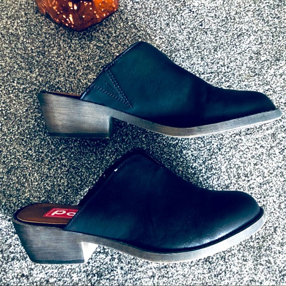 POP BRAND BLACK Heeled Mules/ Clogs-/// sz. 8.5 - Picture 1 of 8